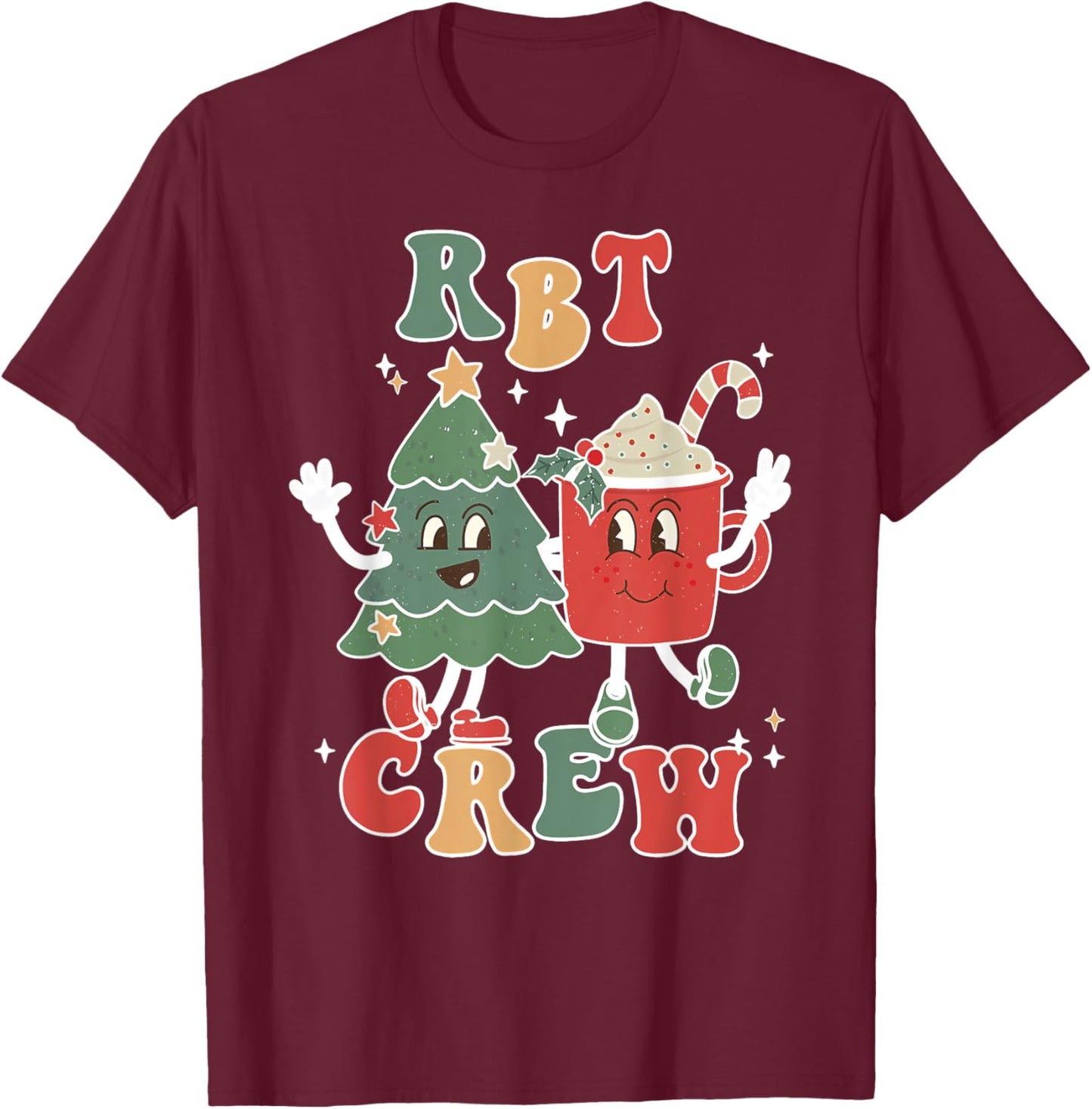 Rbt Crew Christmas Tree Coffee Latte Behavior Tech Rbt Xmas T-Shirt - T-Shirt | Maroon