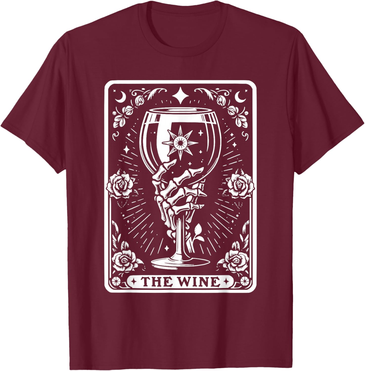 Tarot Card The Wine Skeleton Wine Glass The Wine Tarot Cards T-Shirt - T-Shirt | Maroon