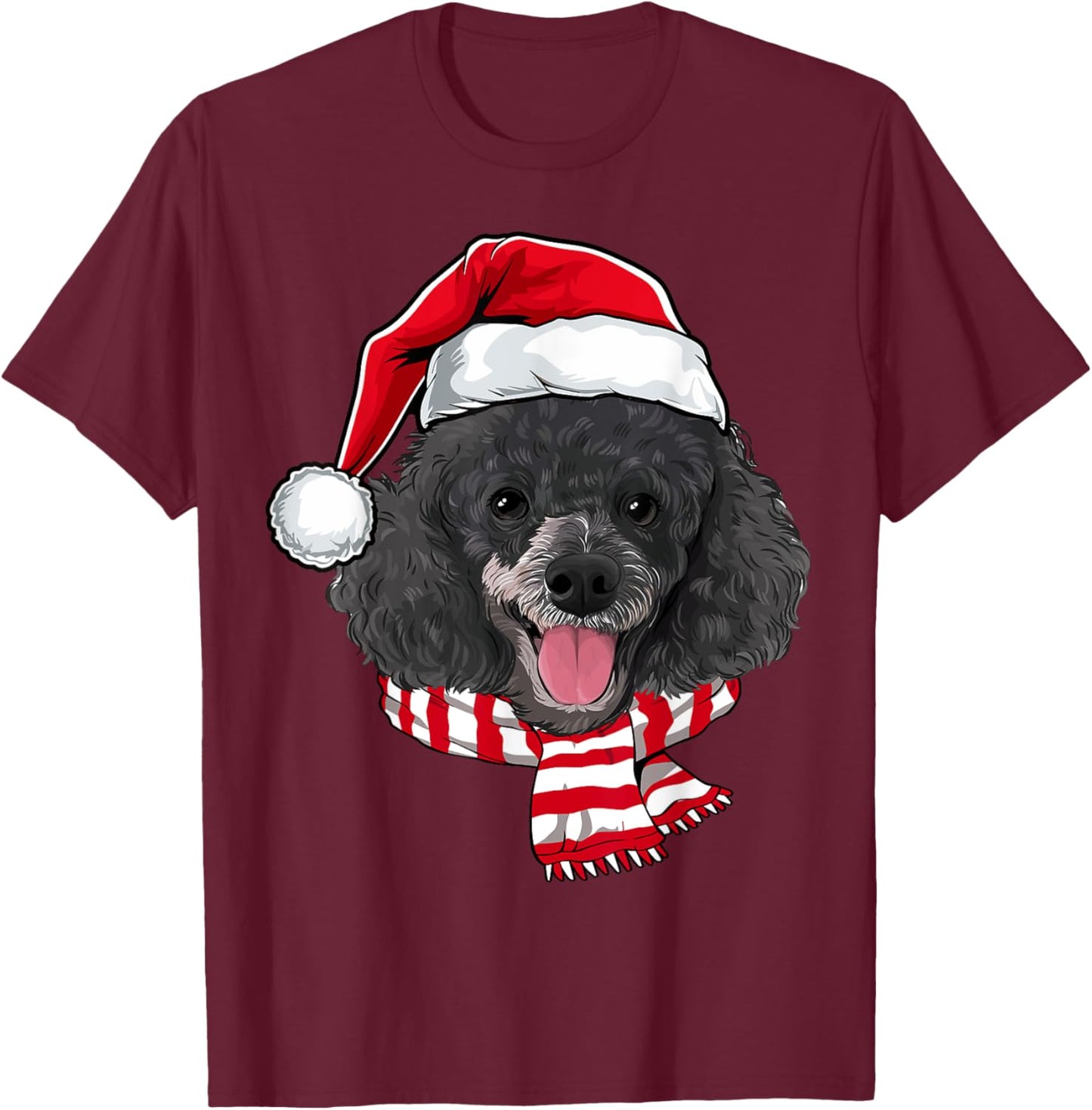 Santa Miniature Poodle Christmas Dog Lover Men Women Kids T-Shirt - T-Shirt | Maroon