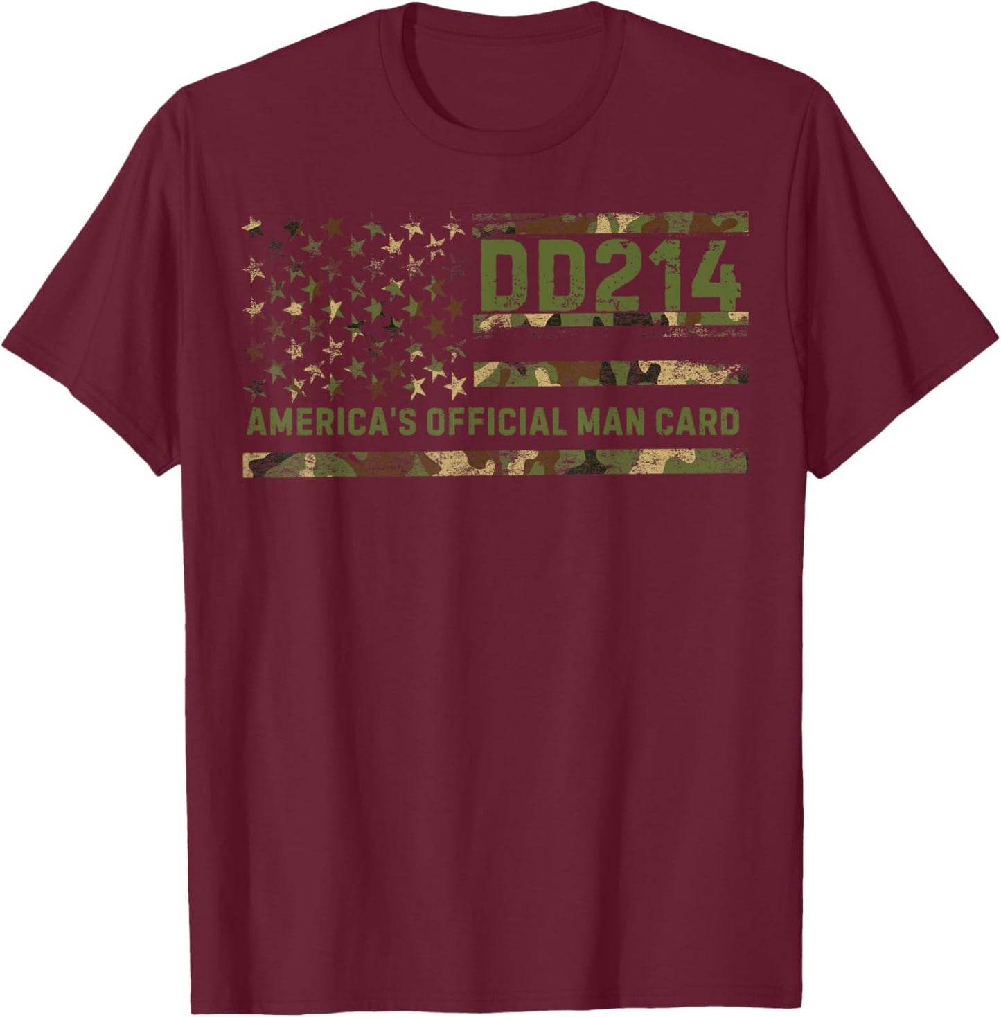 DD214 America’s Official Man Card Patriotic Veteran T-Shirt - T-Shirt | Maroon