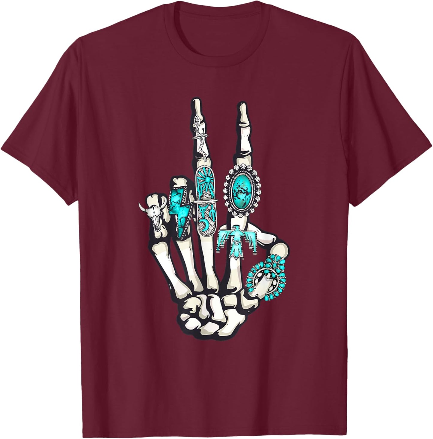 Concho Ring Skeleton T-Shirt - T-Shirt | Maroon