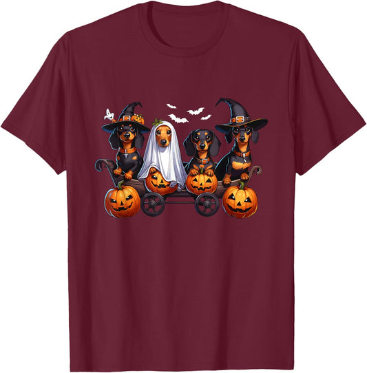 Dachshund Happy Halloweiner Funny Halloween Dogs Lover T-Shirt - T-Shirt | Maroon