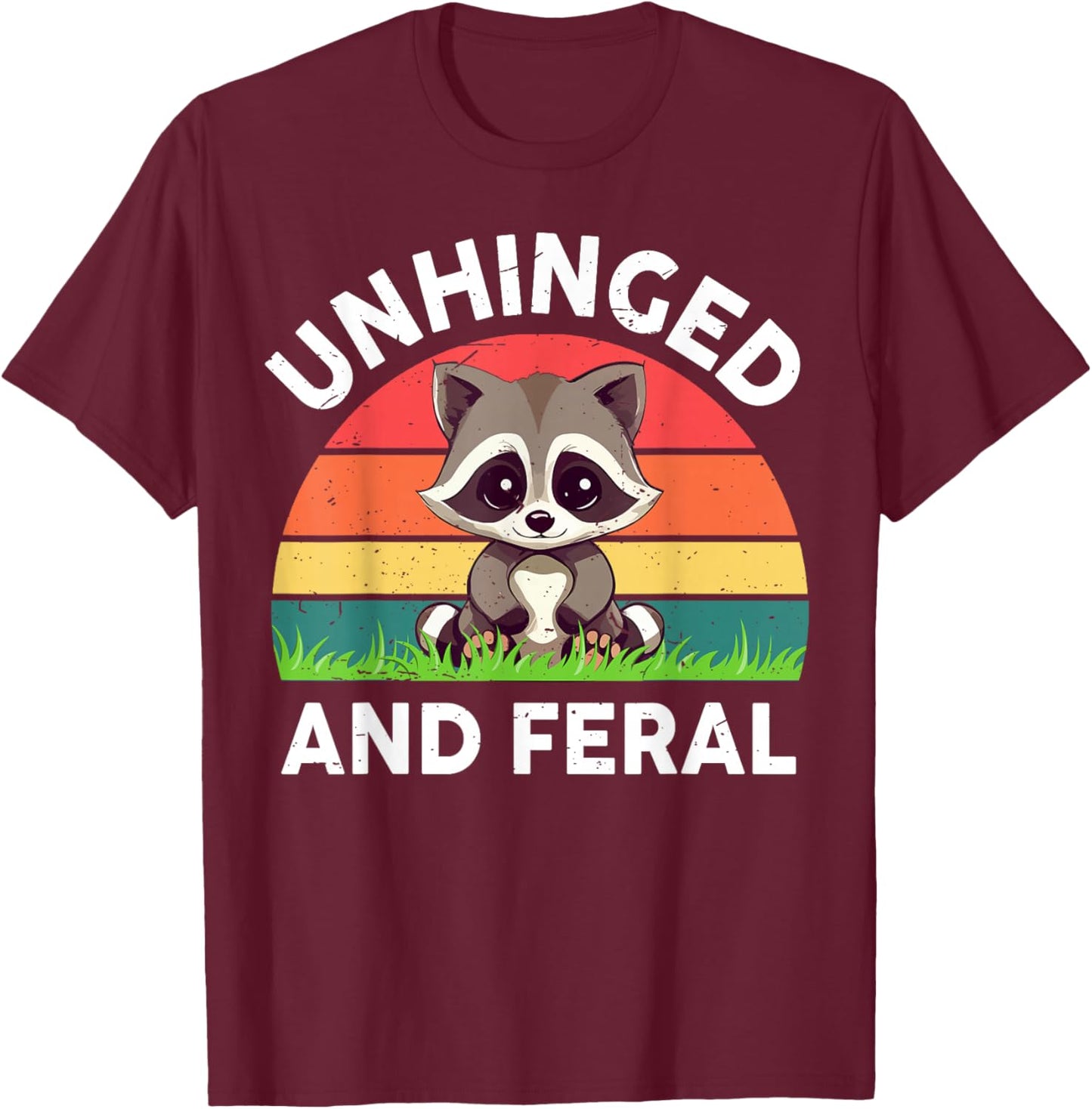 Raccoon Unhinged And Feral Toddler Boy Kid Funny Trash Panda T-Shirt - T-Shirt | Maroon