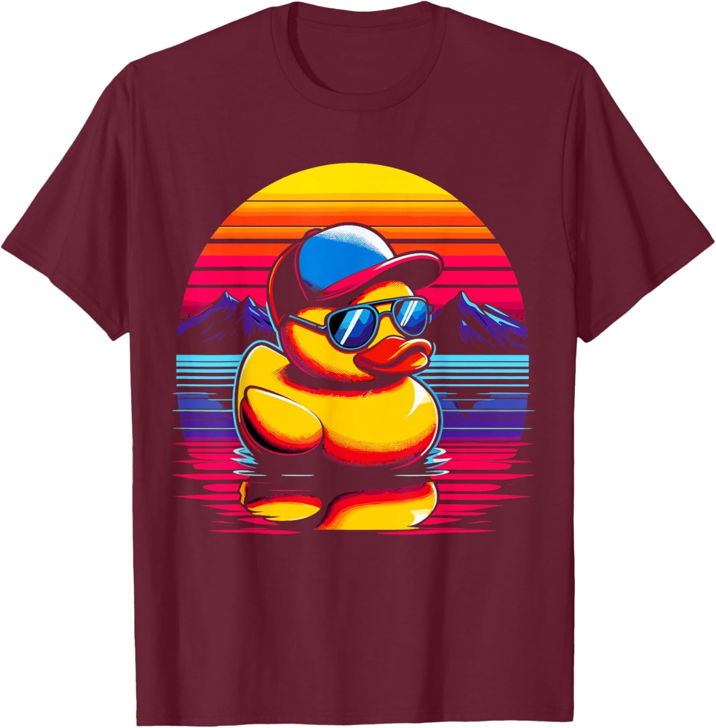 Cool Rubber Duck with Sunglasses T-Shirt - T-Shirt | Maroon