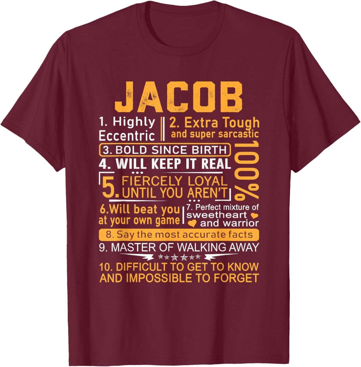 Jacob Name Shirt Personalized Jacob First Name T-Shirt - T-Shirt | Maroon