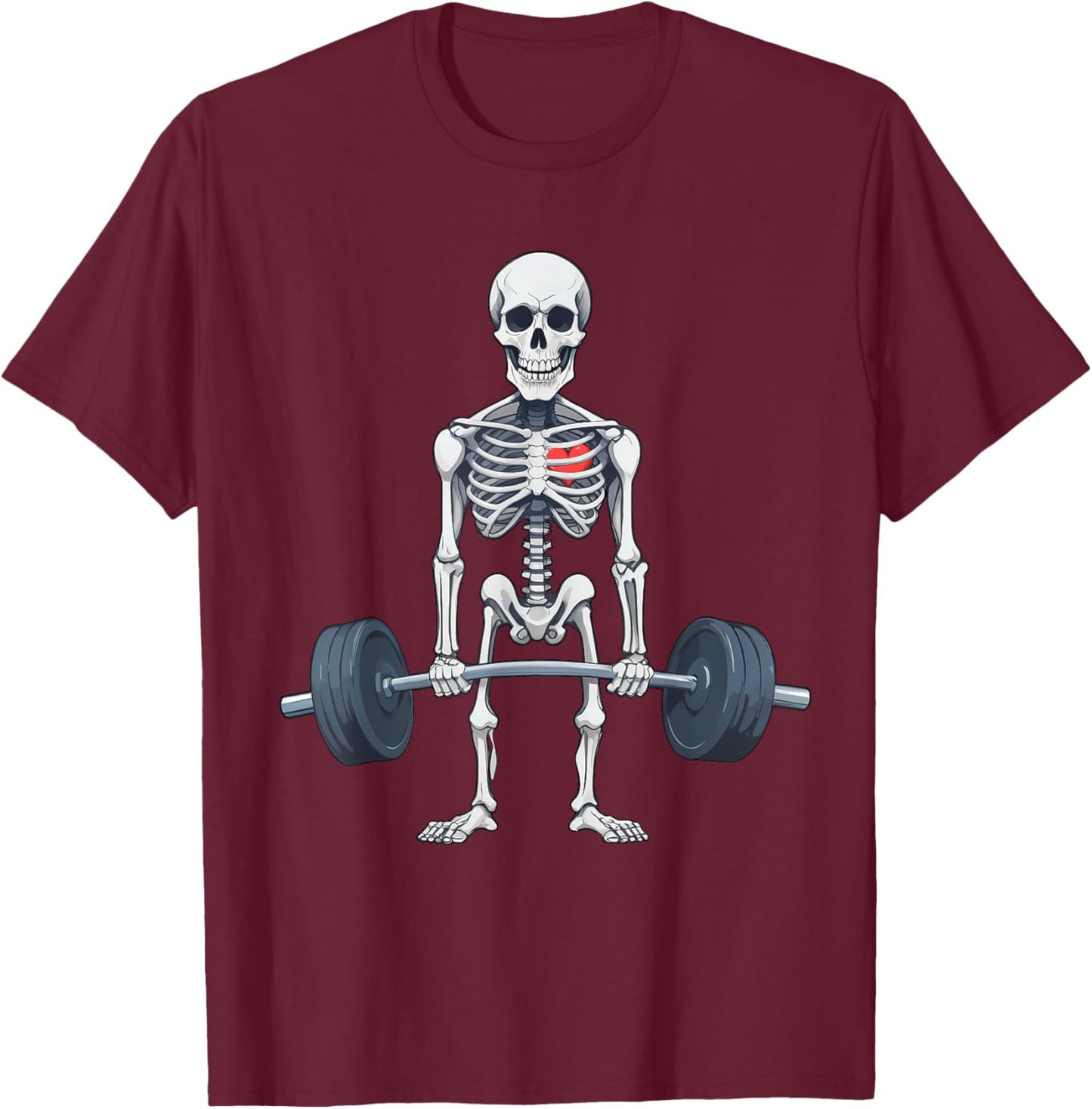 Halloween Skeleton Deadlift Funny Fitness Weightlifting Gym T-Shirt - T-Shirt | Maroon