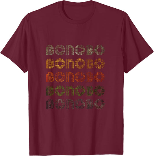 Love Heart Bonobo Grunge Vintage Style Black Bonobo T-Shirt - T-Shirt | Maroon