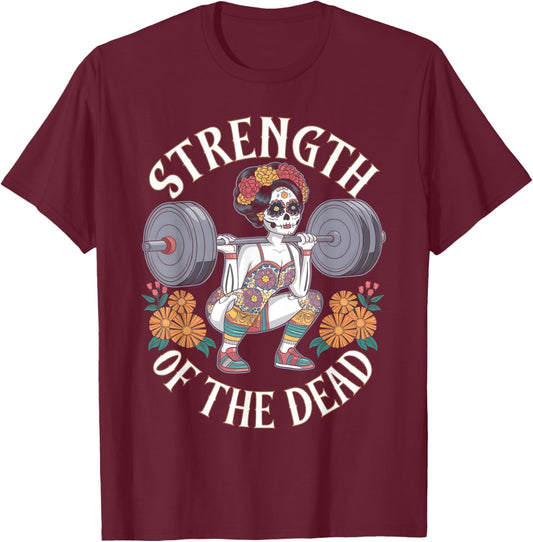 Dia De Los Muertos La Catrina Day of the Dead Gym Workout T-Shirt - T-Shirt | Maroon