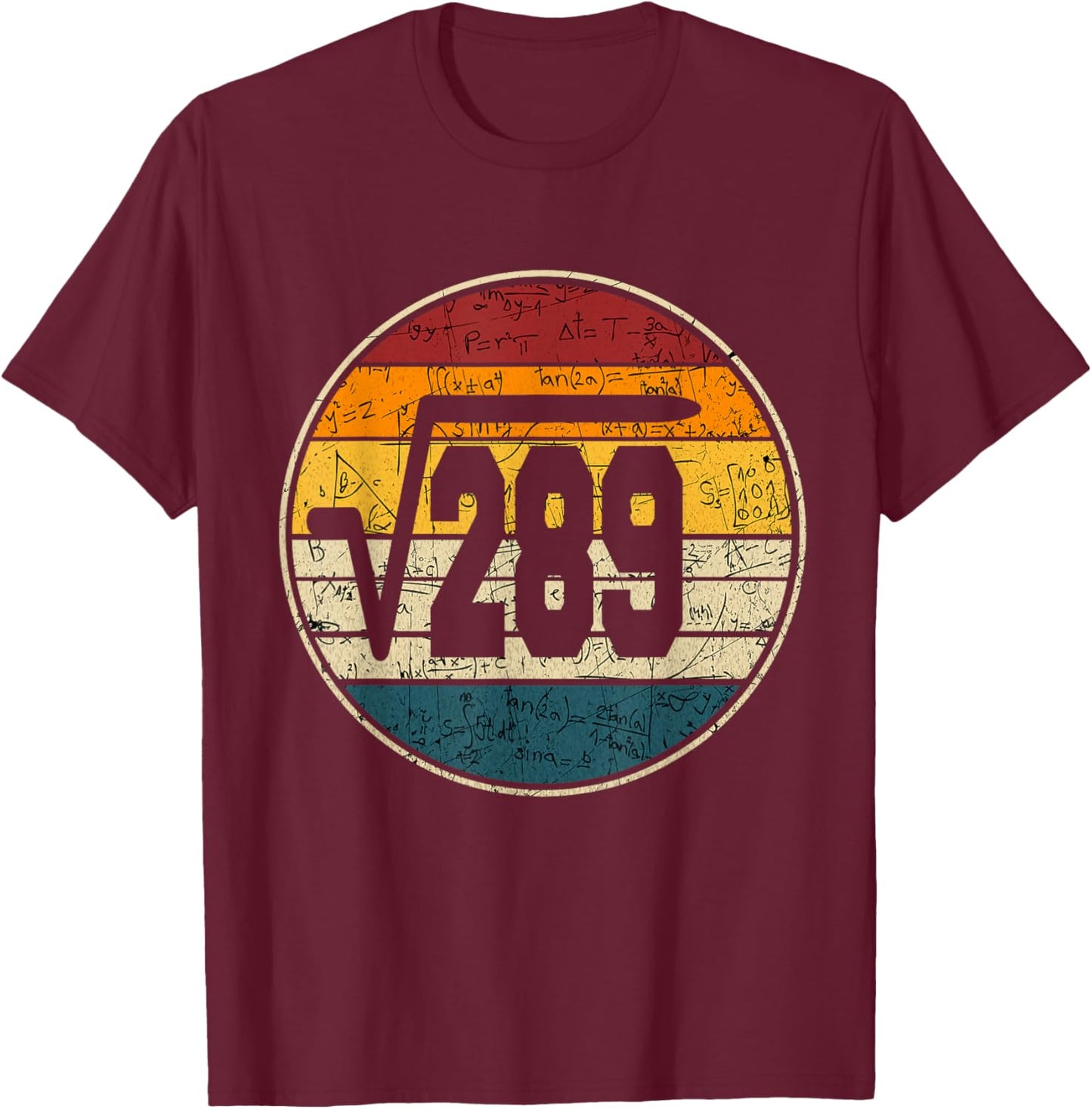 Square Root of 289 17th Years Old Birthday Vintage 17th T-Shirt - T-Shirt | Maroon
