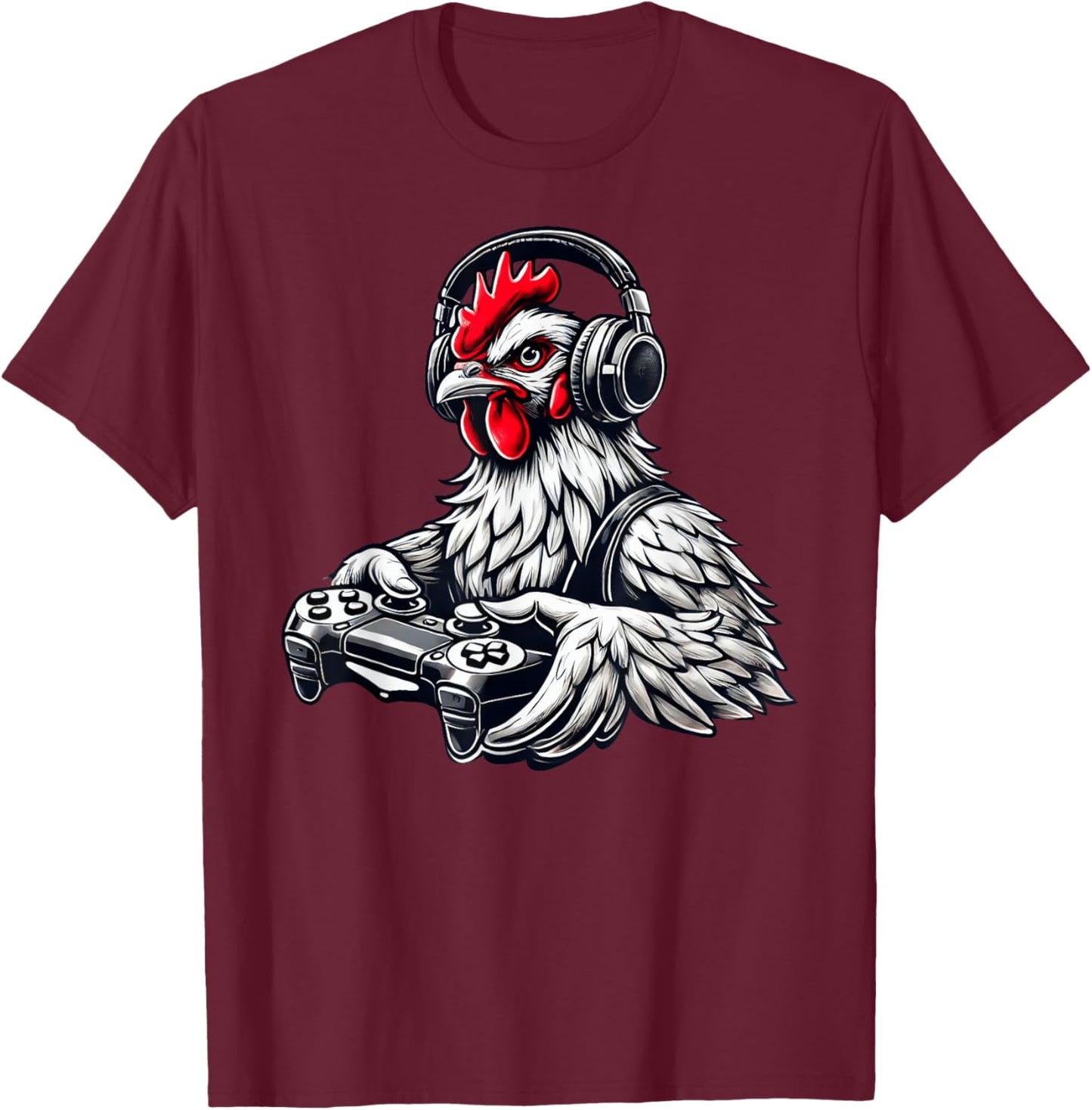 Chicken Funny Video Games Graphic Chicken Gamers T-Shirt - T-Shirt | Maroon