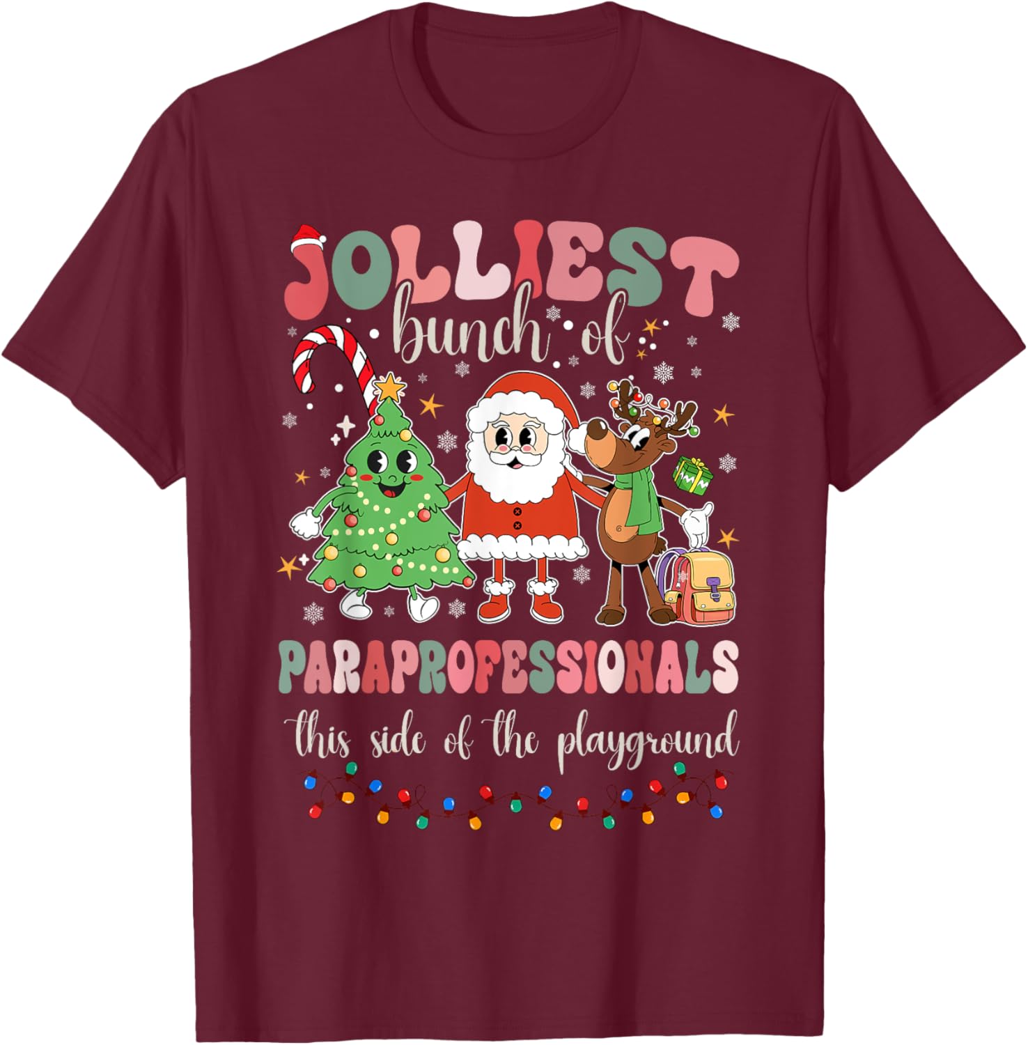 This Side Of The Playground Cute Merry Paras T-Shirt - T-Shirt | Maroon
