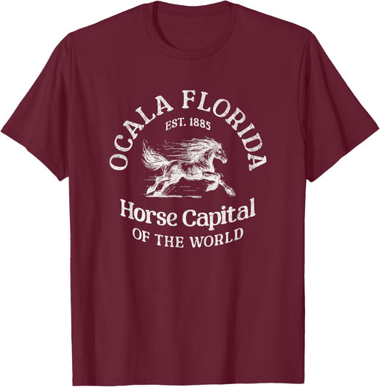 Ocala Florida Horse T-Shirt - T-Shirt | Maroon