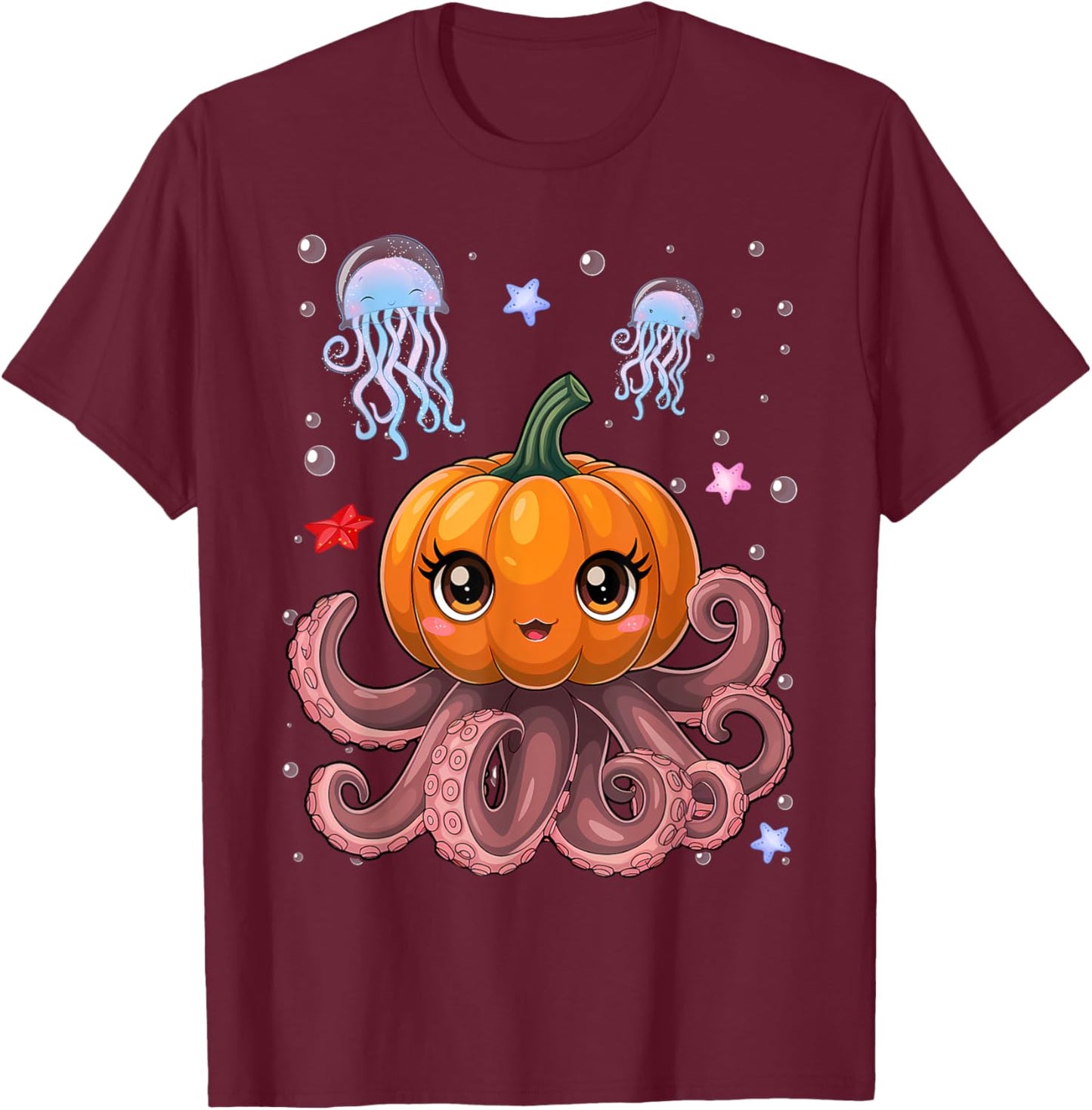 Vintage Octopus Pumpkin Lazy Halloween Party Costume Kids T-Shirt - T-Shirt | Maroon