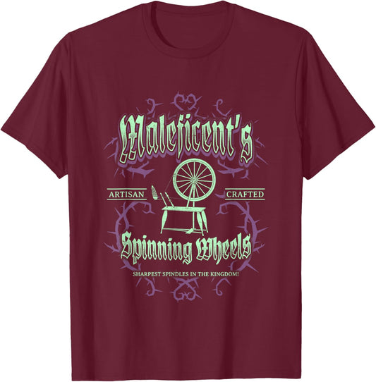 Disney Villains Maleficent's Spinning Wheels Retro Poster T-Shirt - T-Shirt | Maroon