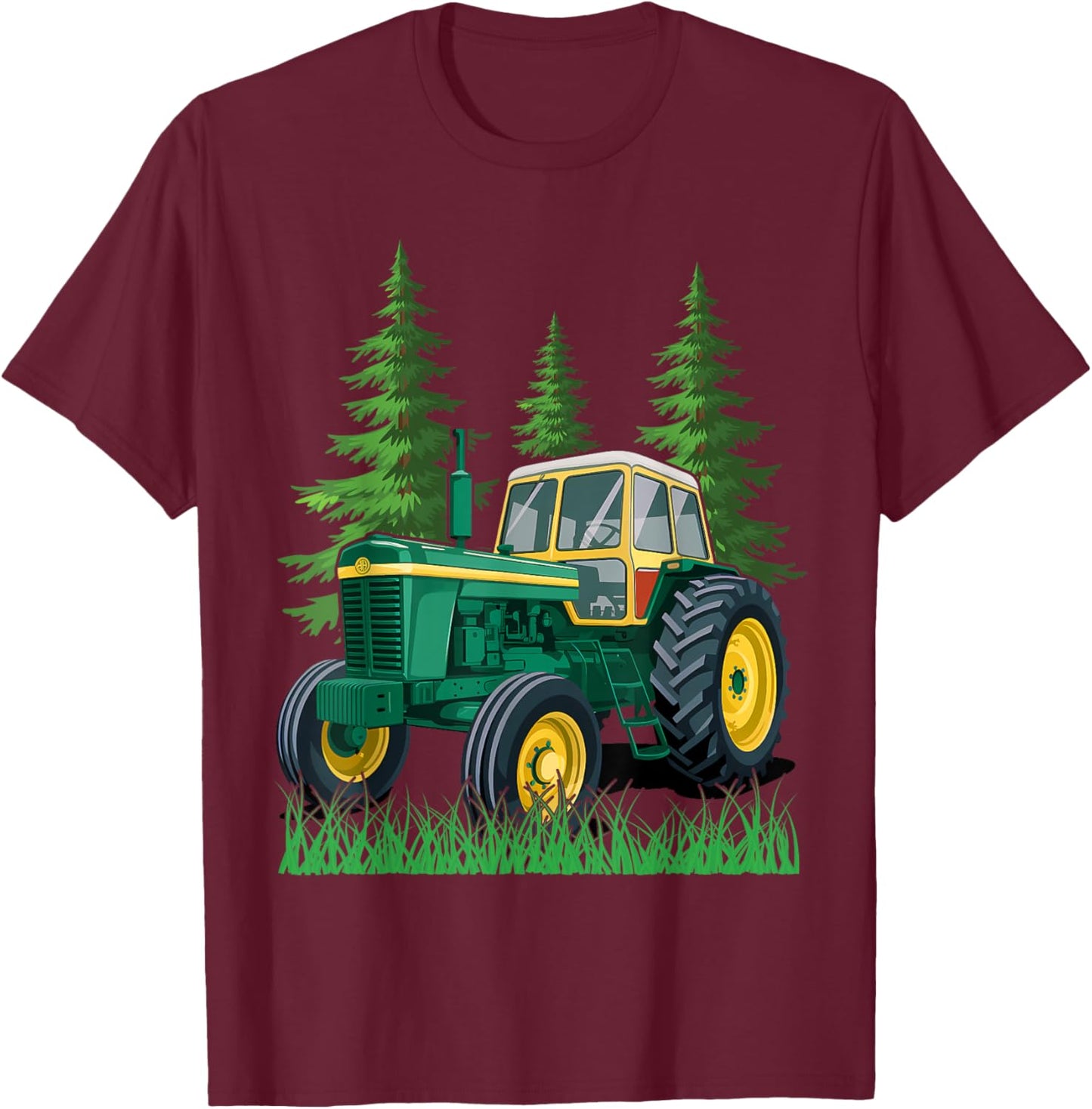 Green Farming Tractor T-Shirt - T-Shirt | Maroon