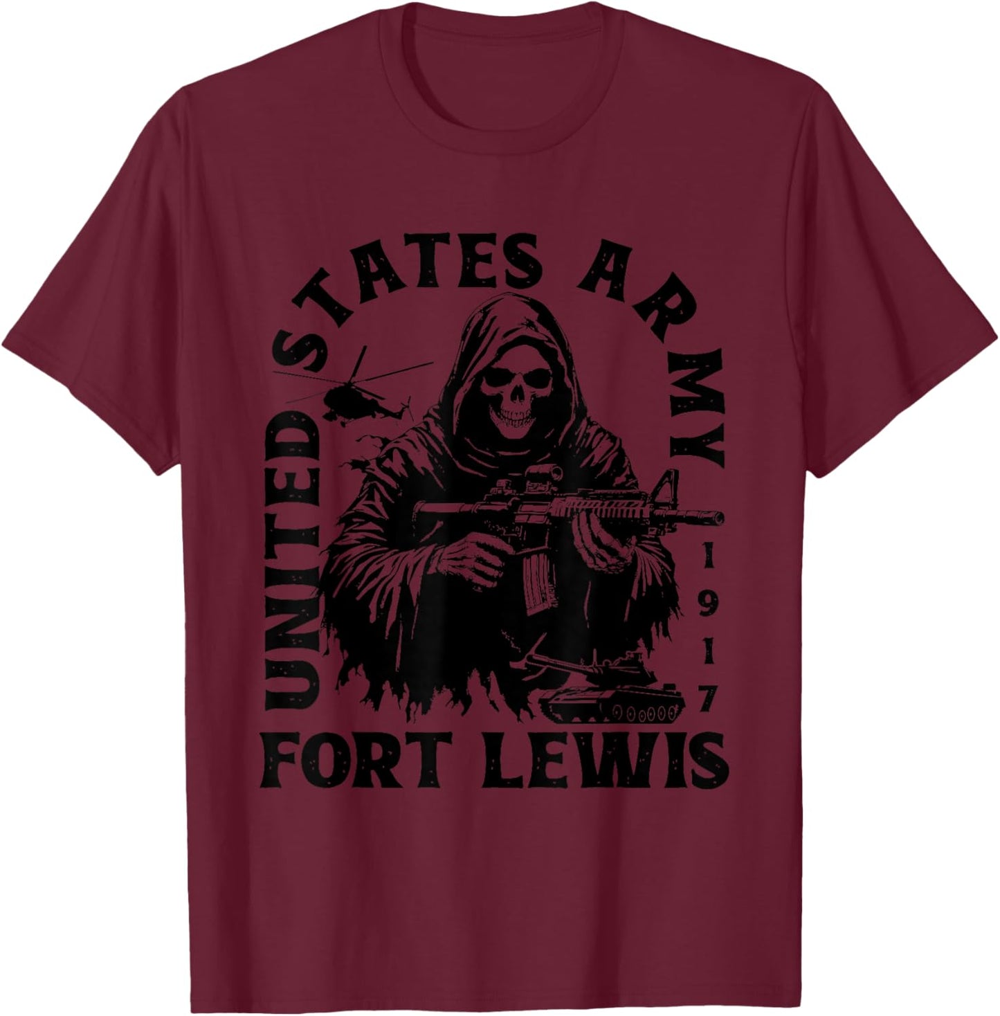Fort Lewis US Military Base Washington WA Ft Lewis Veteran T-Shirt - T-Shirt | Maroon