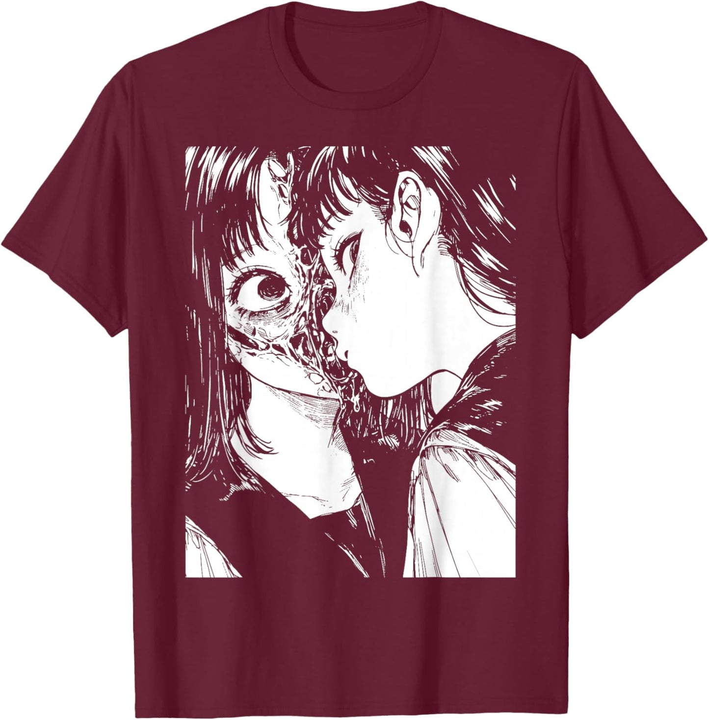 Horror Anime Manga | Japan Japanese Creepy Kawaii Goth T-Shirt - T-Shirt | Maroon