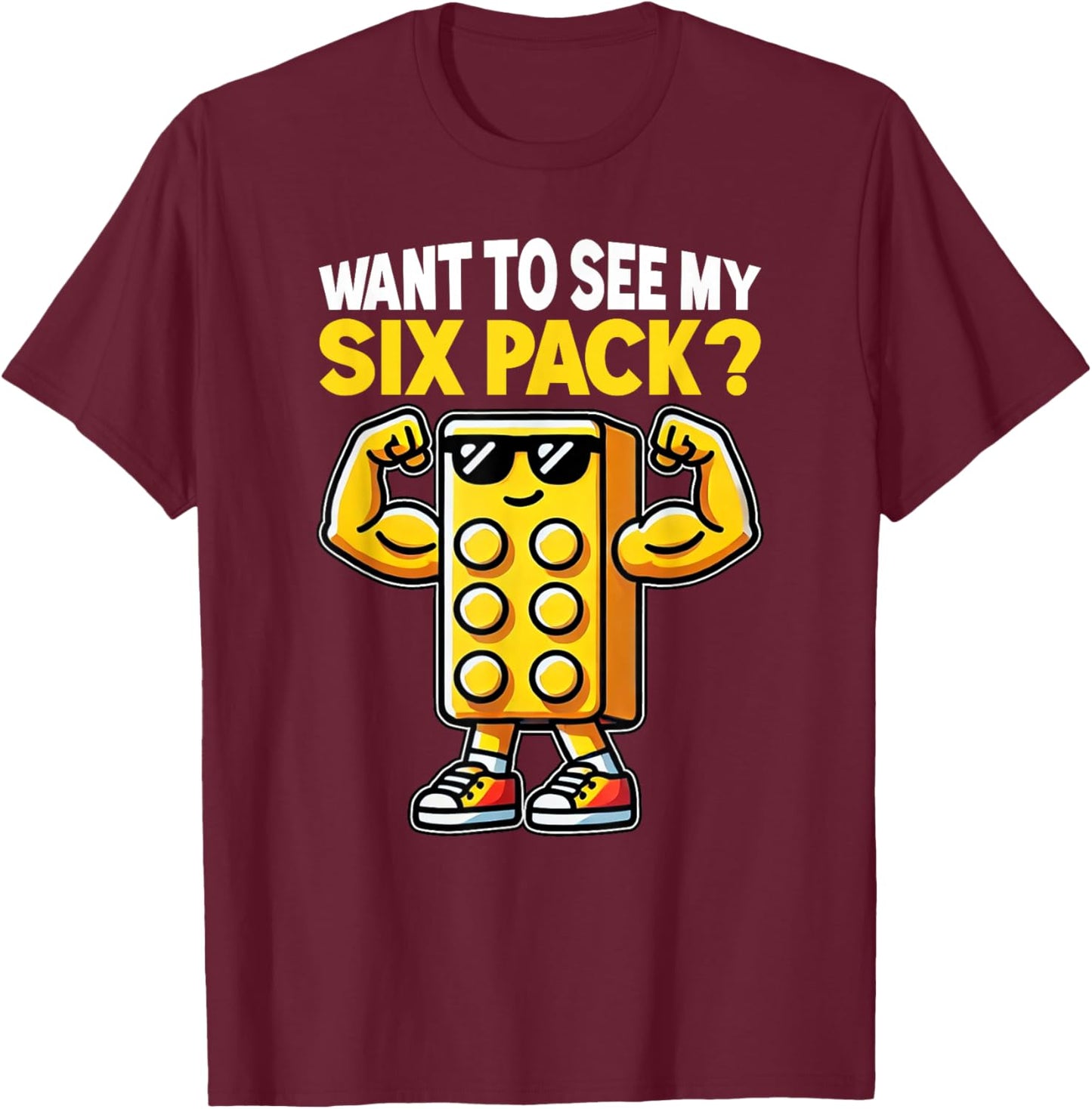 Want to See My Six Pack Master Builder Bricks Lover T-Shirt - T-Shirt | Maroon