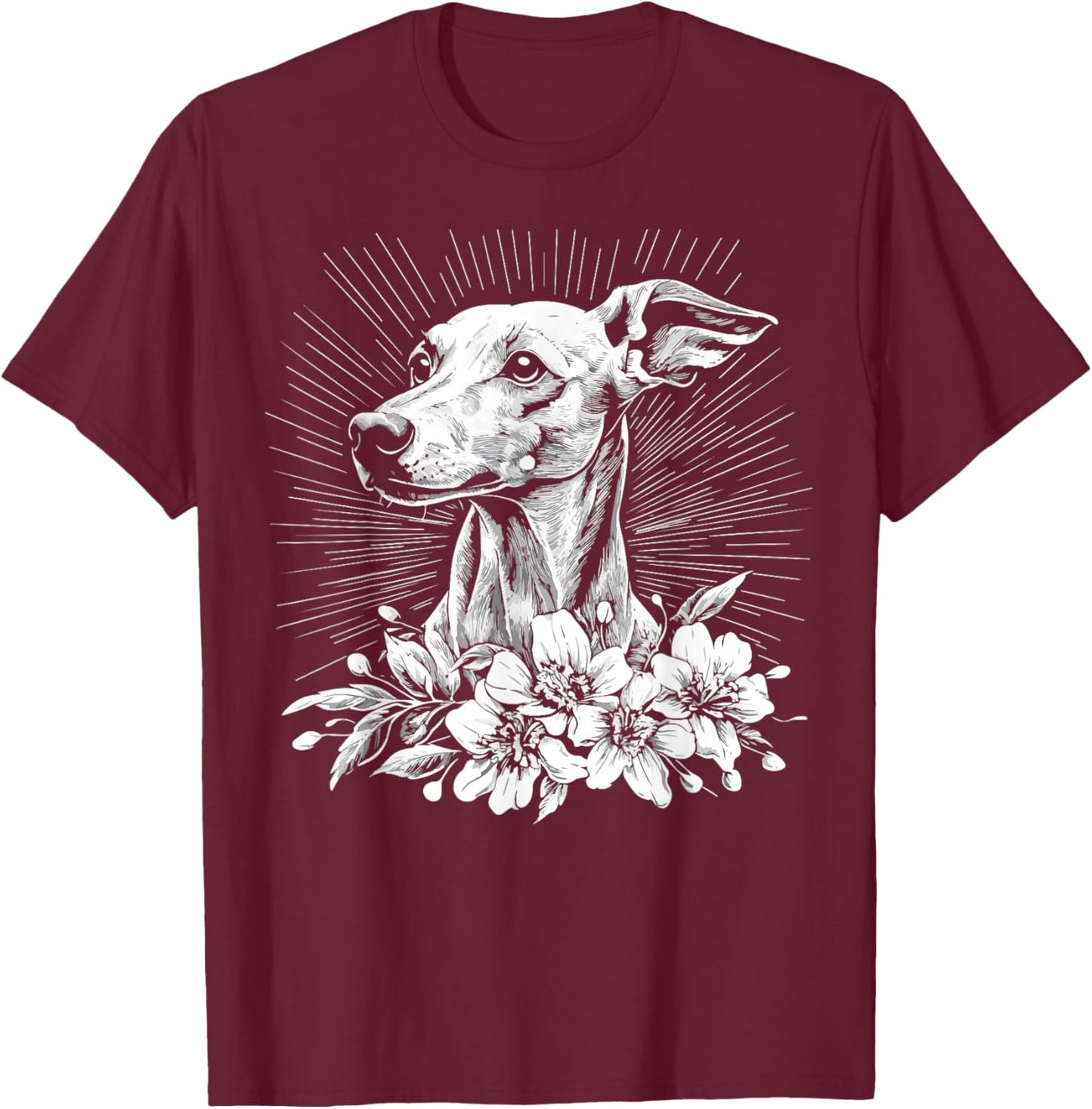Retro Tattoo Style Whippet Dog Lover T-Shirt - T-Shirt | Maroon