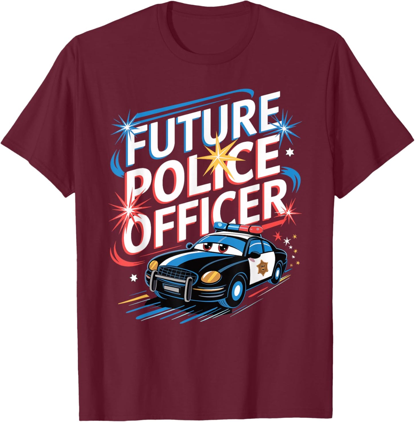 Wee Woo Police Car Police Costume Future Police Officer T-Shirt - T-Shirt | Maroon