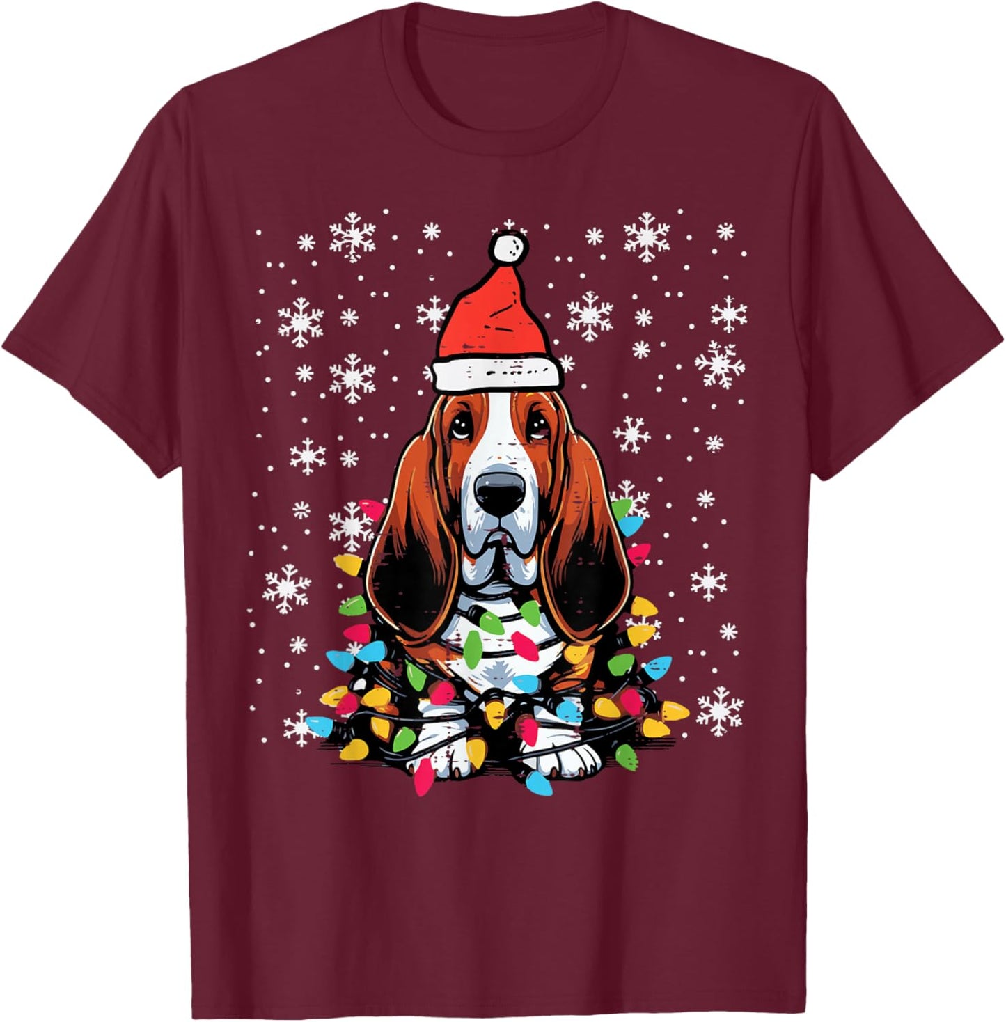 Christmas Basset Hound Cute Xmas Dog Owner Men Women Kids T-Shirt - T-Shirt | Maroon