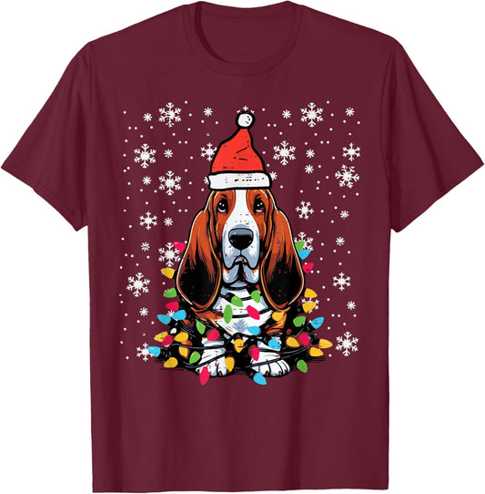 Christmas Basset Hound Cute Xmas Dog Owner Men Women Kids T-Shirt - T-Shirt | Maroon