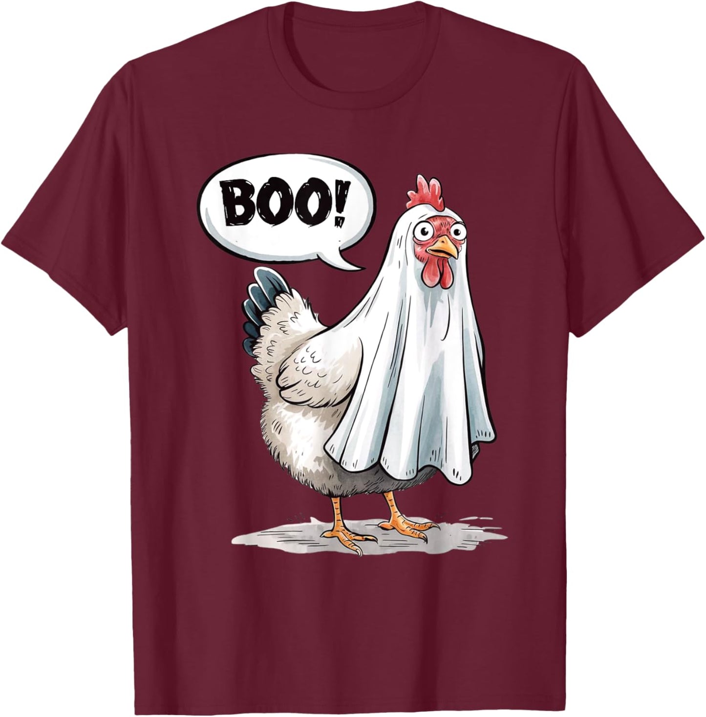 Funny Halloween Chicken Boo Spooky Chicken Halloween Costume T-Shirt - T-Shirt | Maroon