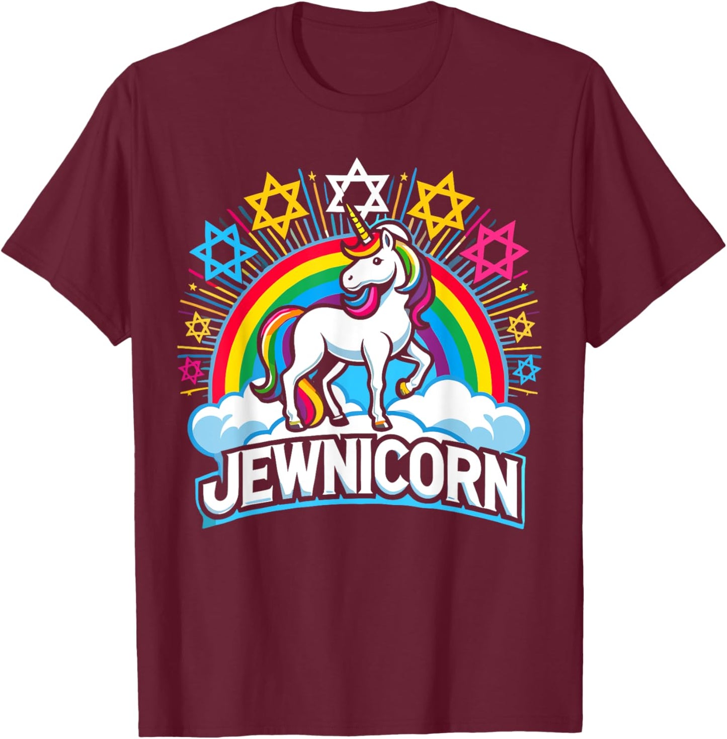 Hanukkah Funny Jewnicorn Jewish Unicorn T-Shirt - T-Shirt | Maroon