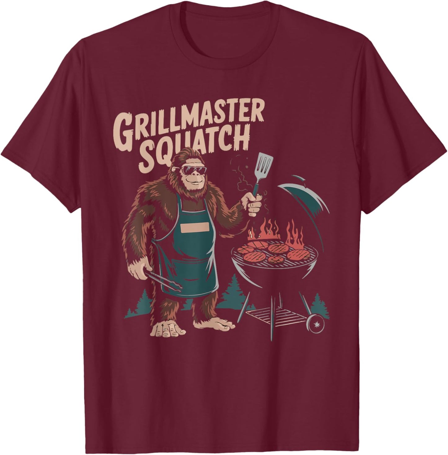 Grillmaster Sasquatch BBQ Lover Funny Grilling Barbeque T-Shirt - T-Shirt | Maroon