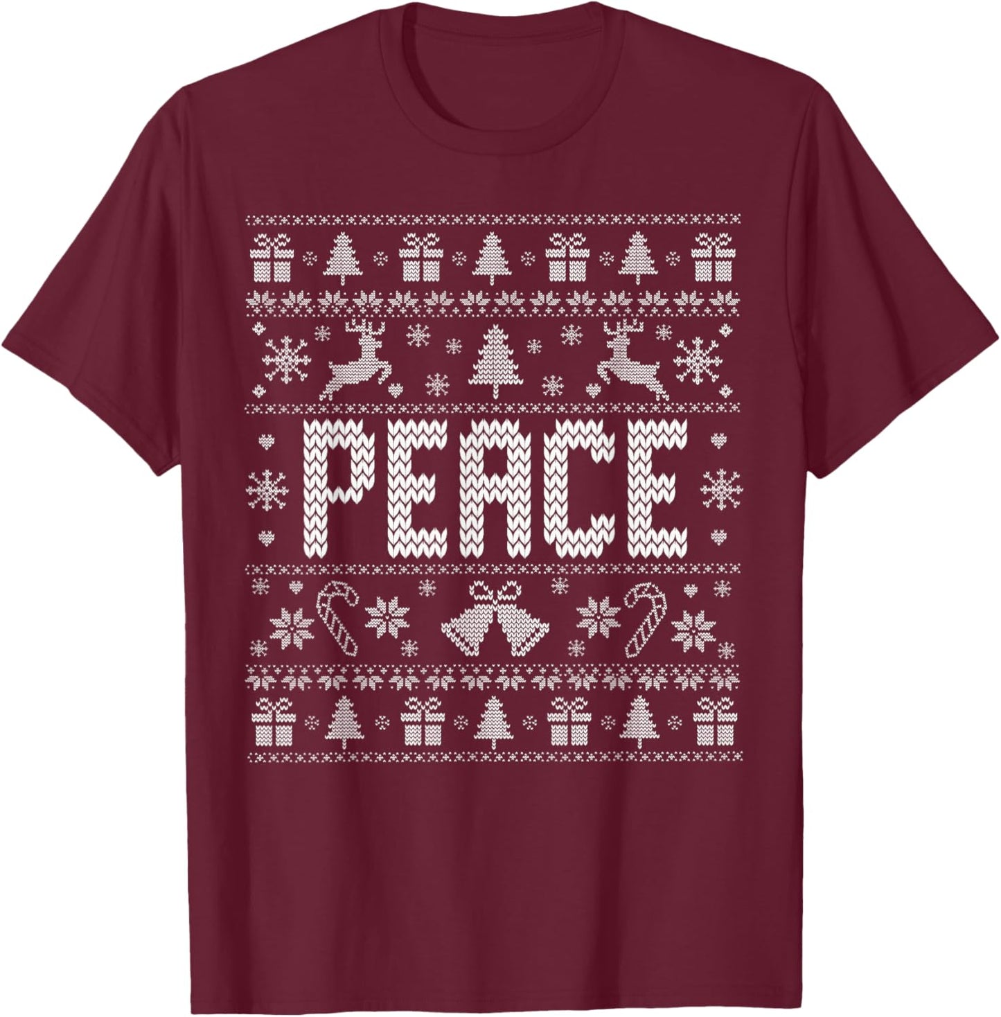 Peace I Come In Peace Merry Christmas Pajamas Couples Ugly T-Shirt - T-Shirt | Maroon