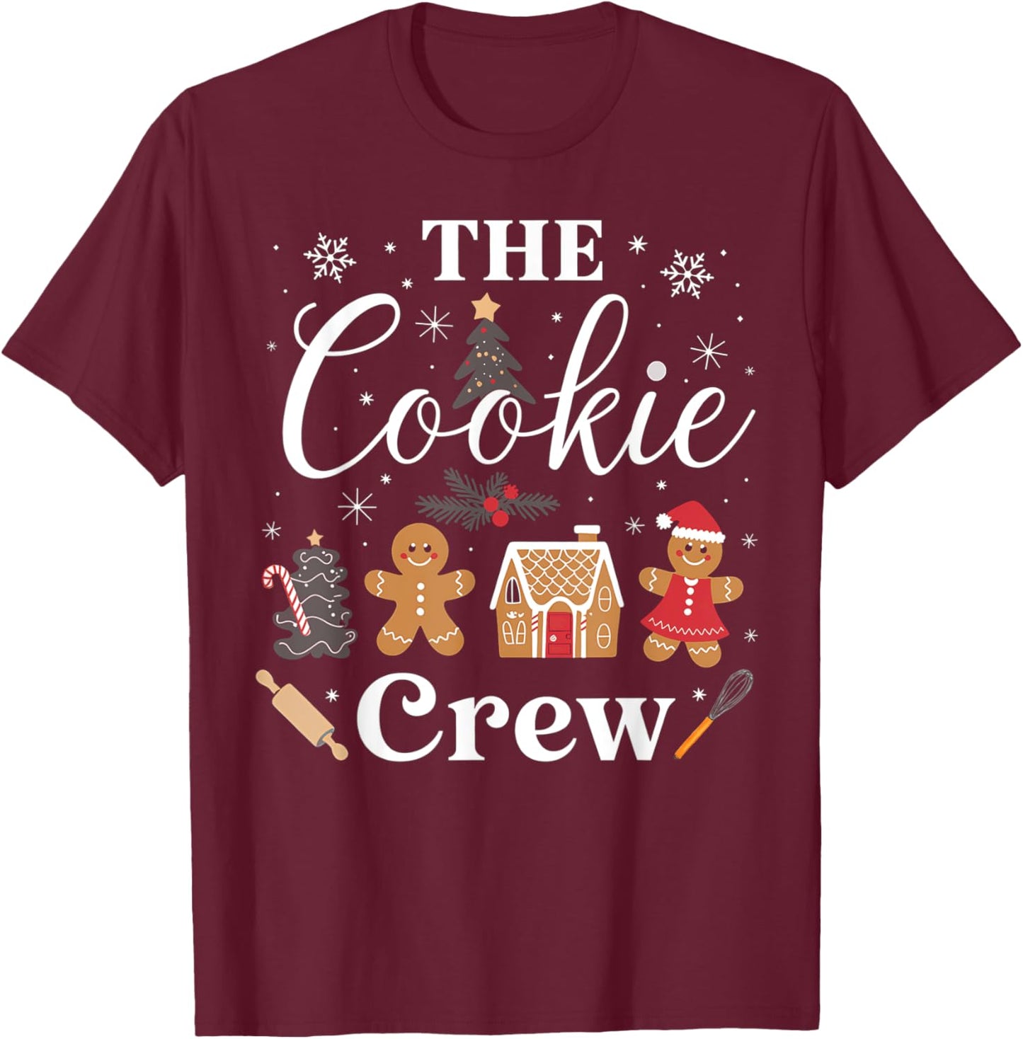 The Cookie Crew Christmas Baking Cookie Lover Kids Women T-Shirt - T-Shirt | Maroon