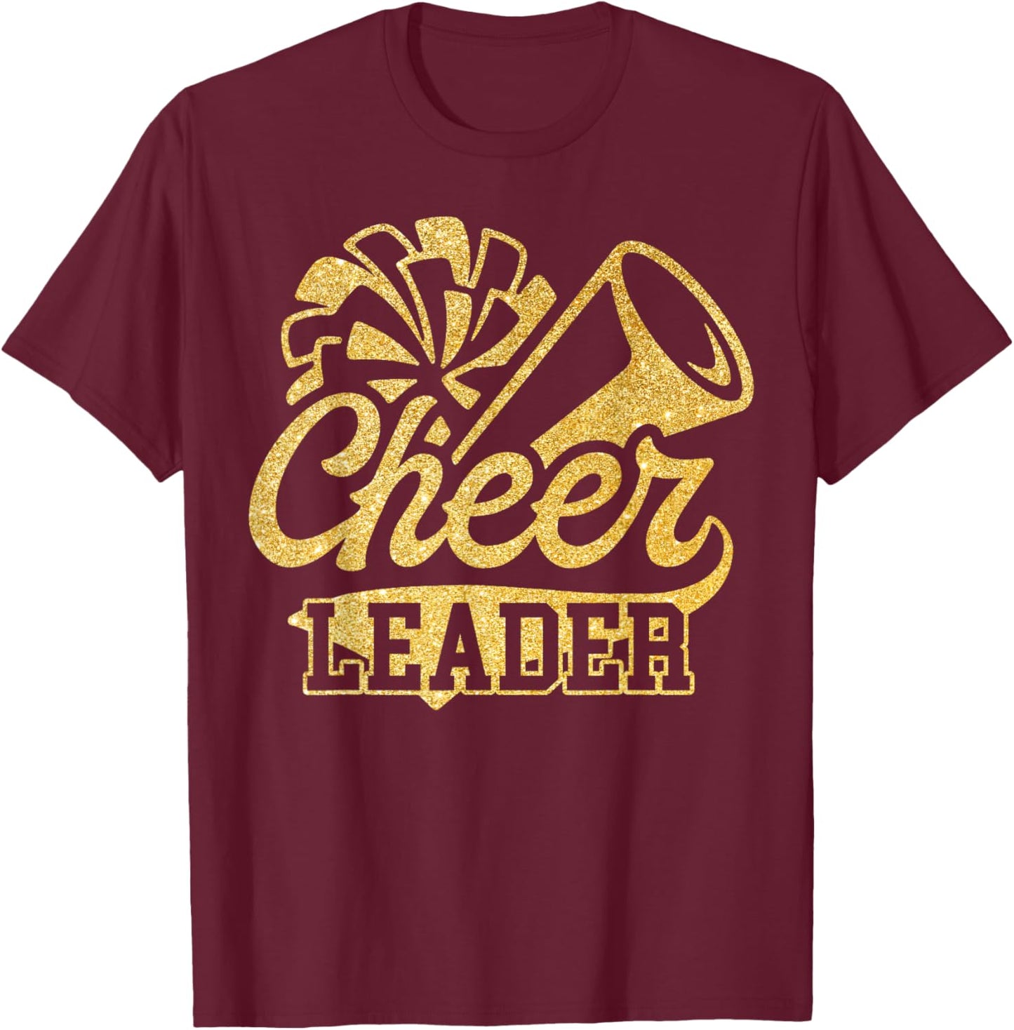 Cheer Leader Era Youth Cheerleader Cheerleading Black Gold T-Shirt - T-Shirt | Maroon