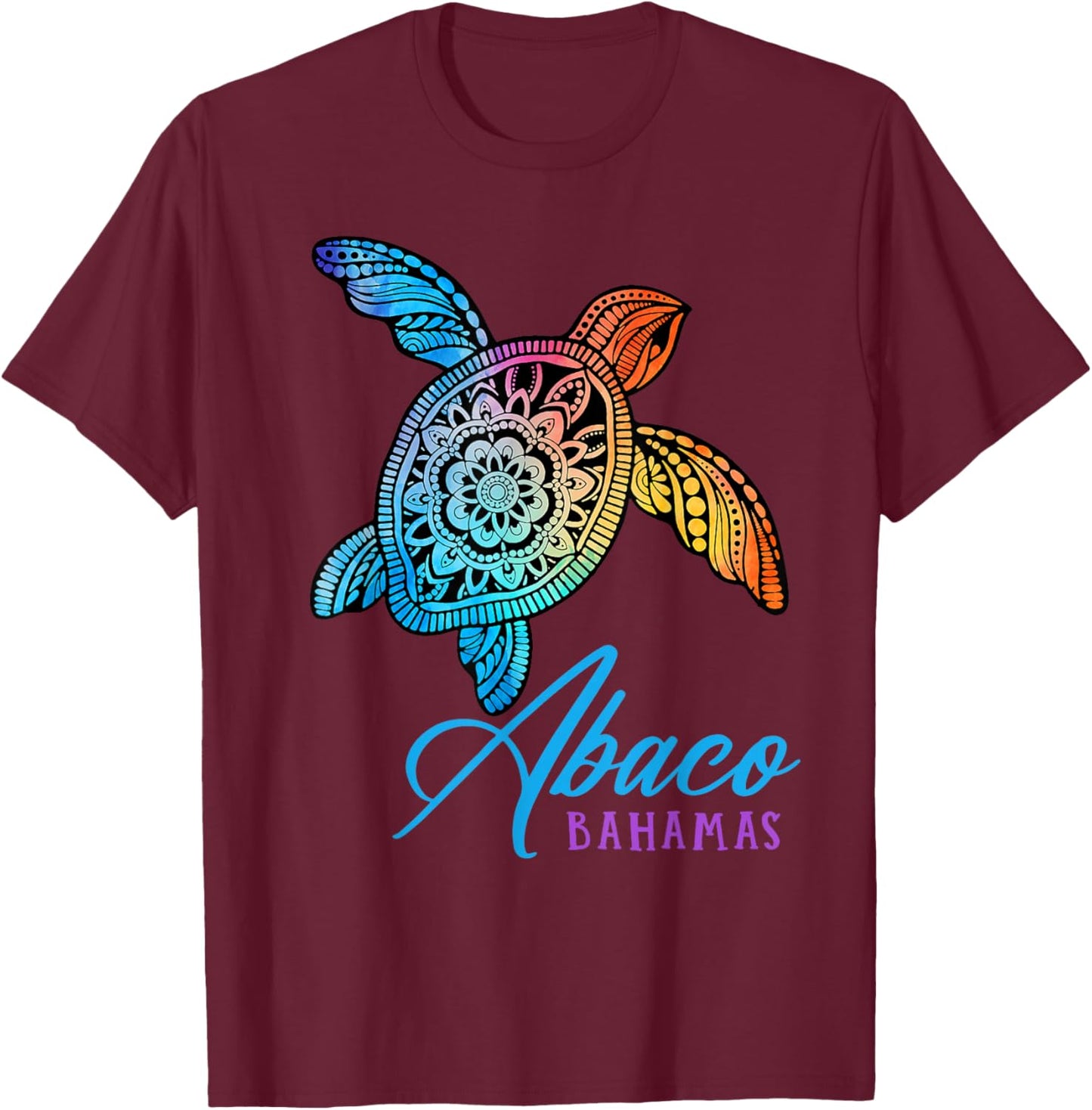 Abaco Bahamas Abaco Tribal Tie Dye Sea Turtle T-Shirt - T-Shirt | Maroon