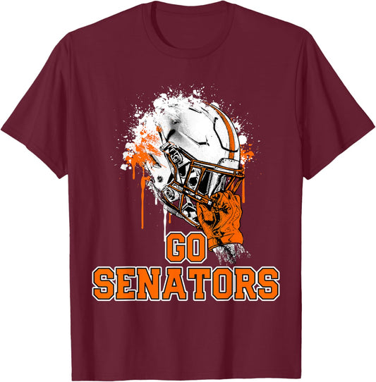 Portsmouth West Senators Rising Helmet GO! T-Shirt - T-Shirt | Maroon