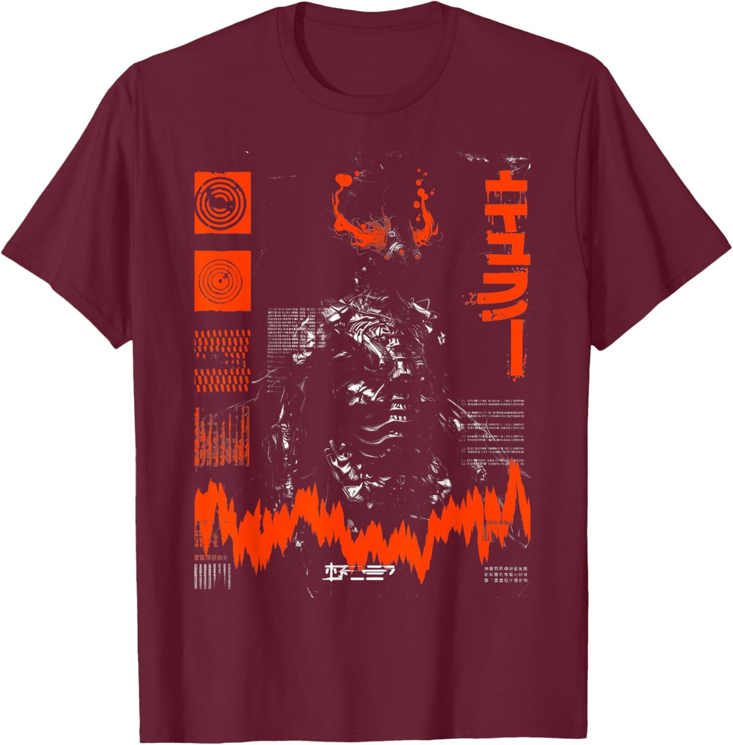 Futuristic Techwear Japanese Cyberpunk Harajuku Horror Punk T-Shirt - T-Shirt | Maroon