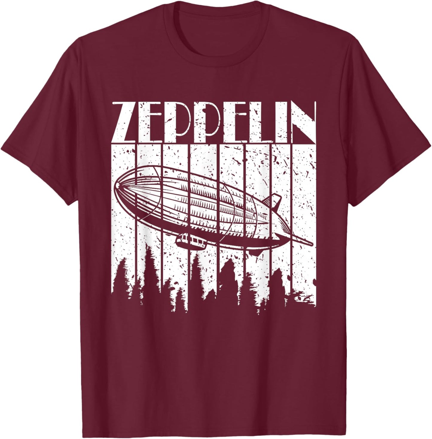 Vintage Zeppelin Funny Sunset Airship Pilot Dirigible Lovers T-Shirt - T-Shirt | Maroon