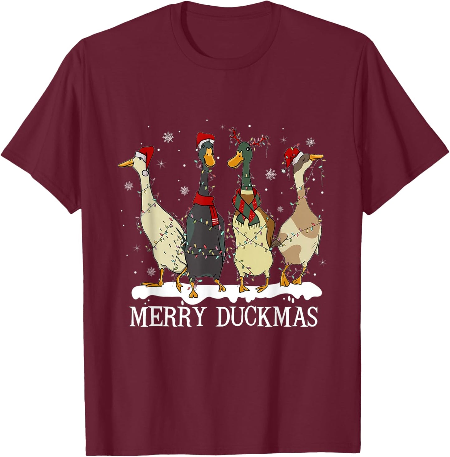 Merry Duckmas Funny Ducks Christmas Holiday Duck Lover T-Shirt - T-Shirt | Maroon