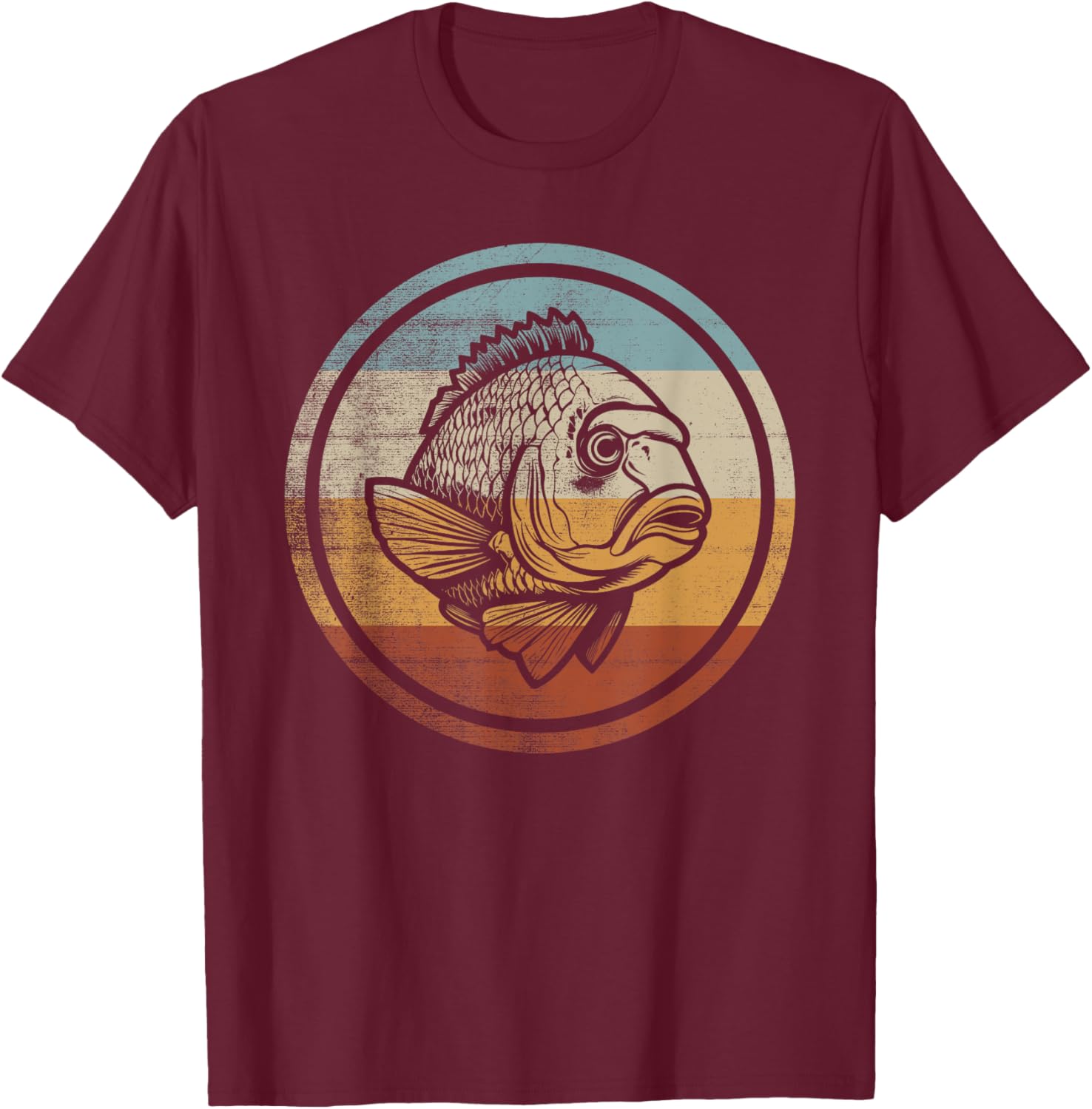 Retro Vintage Design Sheepshead Fish T-Shirt - T-Shirt | Maroon
