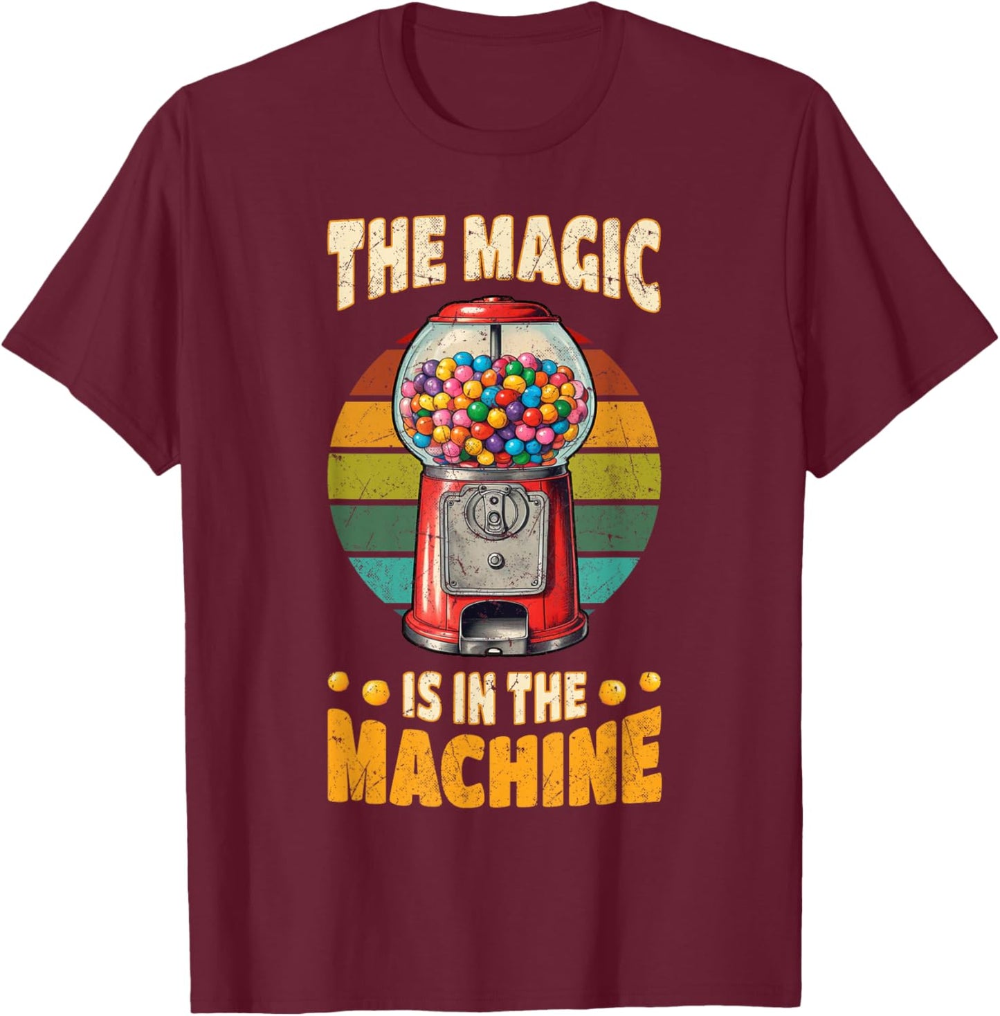 Gumball Machine Candy Bubble Gum Vintage Lover Retro T-Shirt - T-Shirt | Maroon