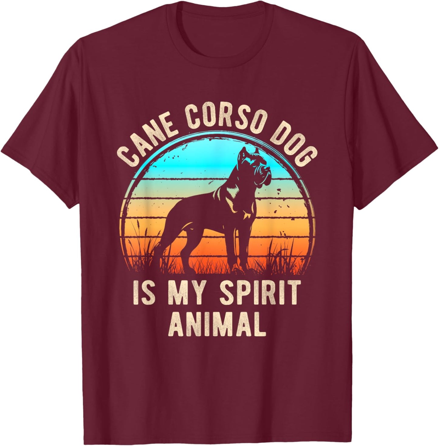 Cane Corso Dog Is My Spirit Animal Retro Dog Lovers T-Shirt - T-Shirt | Maroon