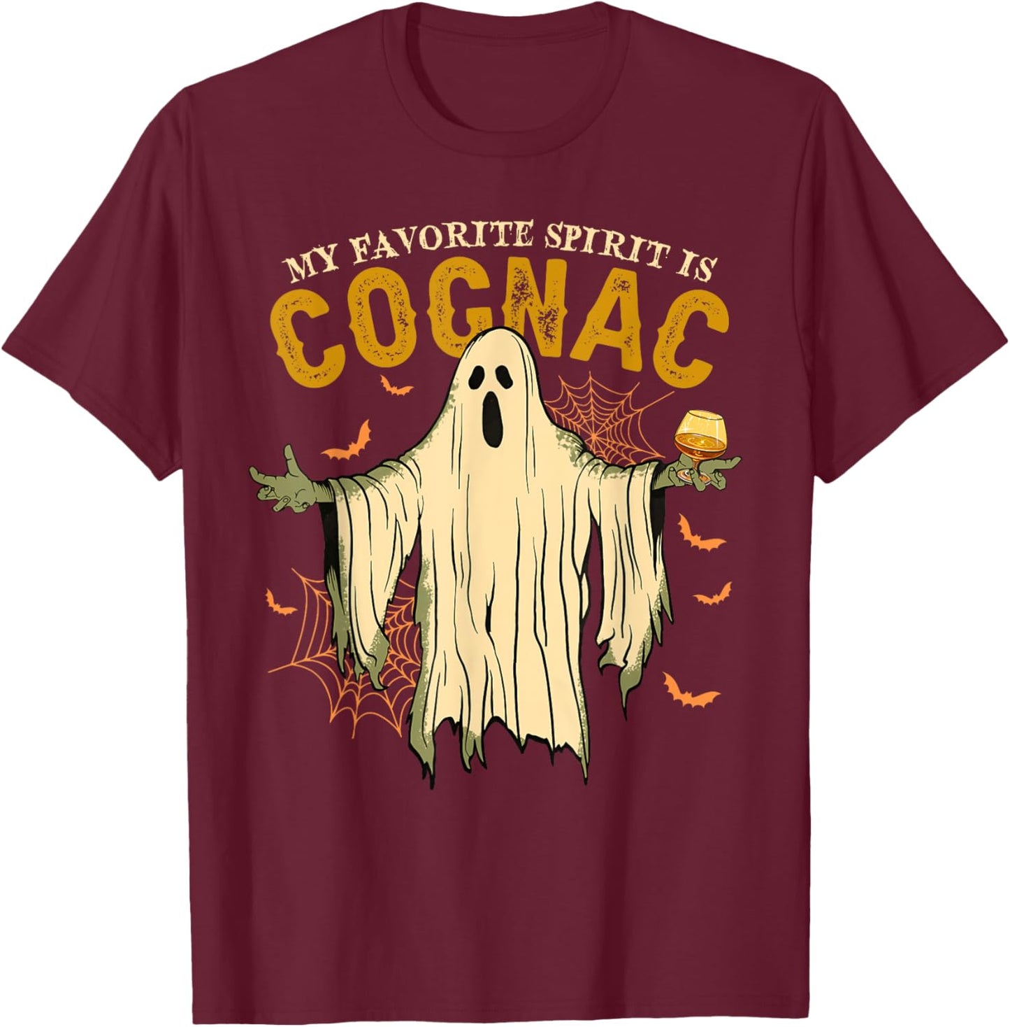 My Favorite Spirit Is Cognac Funny Ghost Halloween Costume T-Shirt - T-Shirt | Maroon