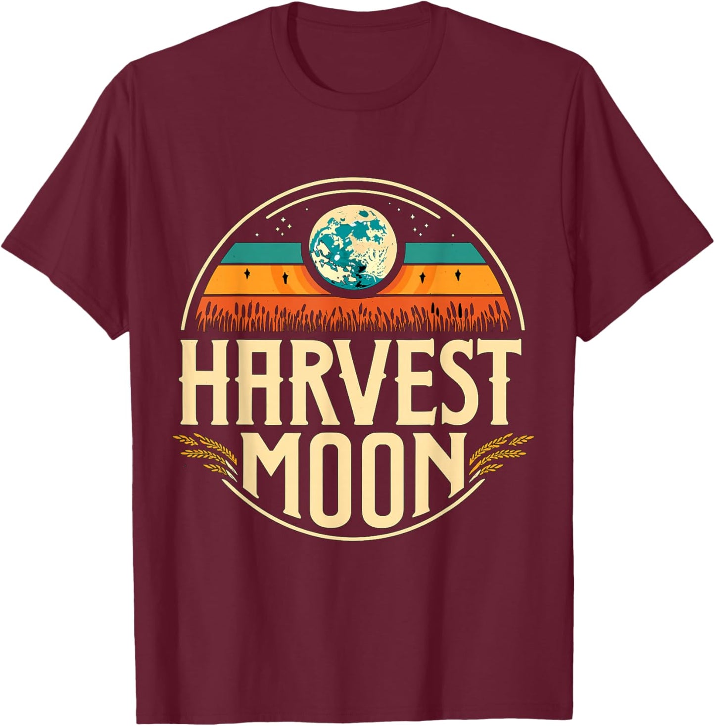 Harvest Moon Autumn Fall T-Shirt - T-Shirt | Maroon