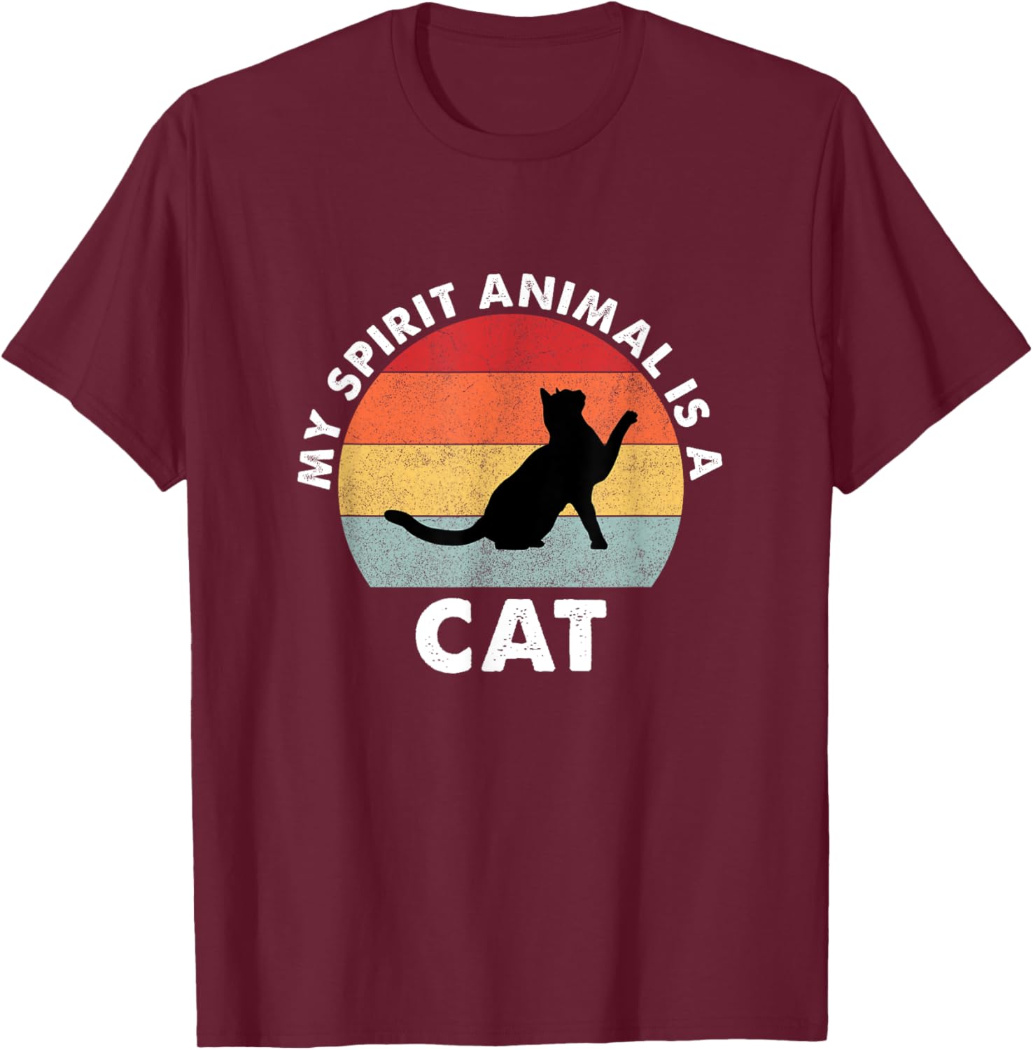 Vintage My Spirit Animal is a Cat Men Women T-Shirt - T-Shirt | Maroon