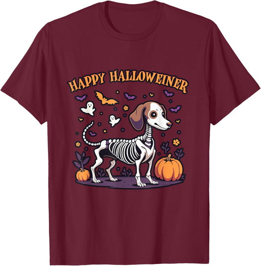 Happy Dachshund Halloween, Happy Halloweiner Dogs Lover T-Shirt - T-Shirt | Maroon