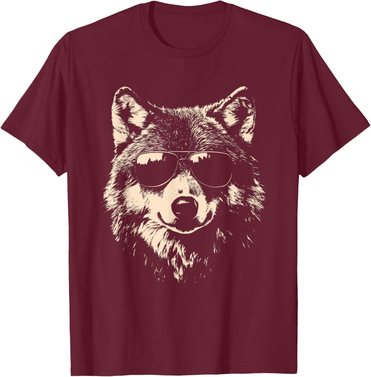 Funny Wolf Cool Rock and Roll Graphic T-Shirt - T-Shirt | Maroon