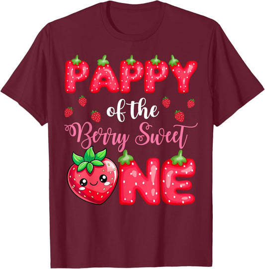 Pappy Of The Berry Sweet One 1St Birthday Strawberry T-Shirt - T-Shirt | Maroon