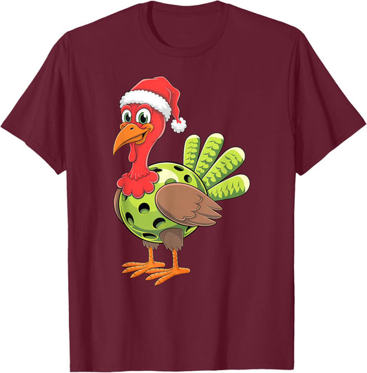 Thanksgiving Turkey Playing Pickleball Pickle ball Lover fun T-Shirt - T-Shirt | Maroon