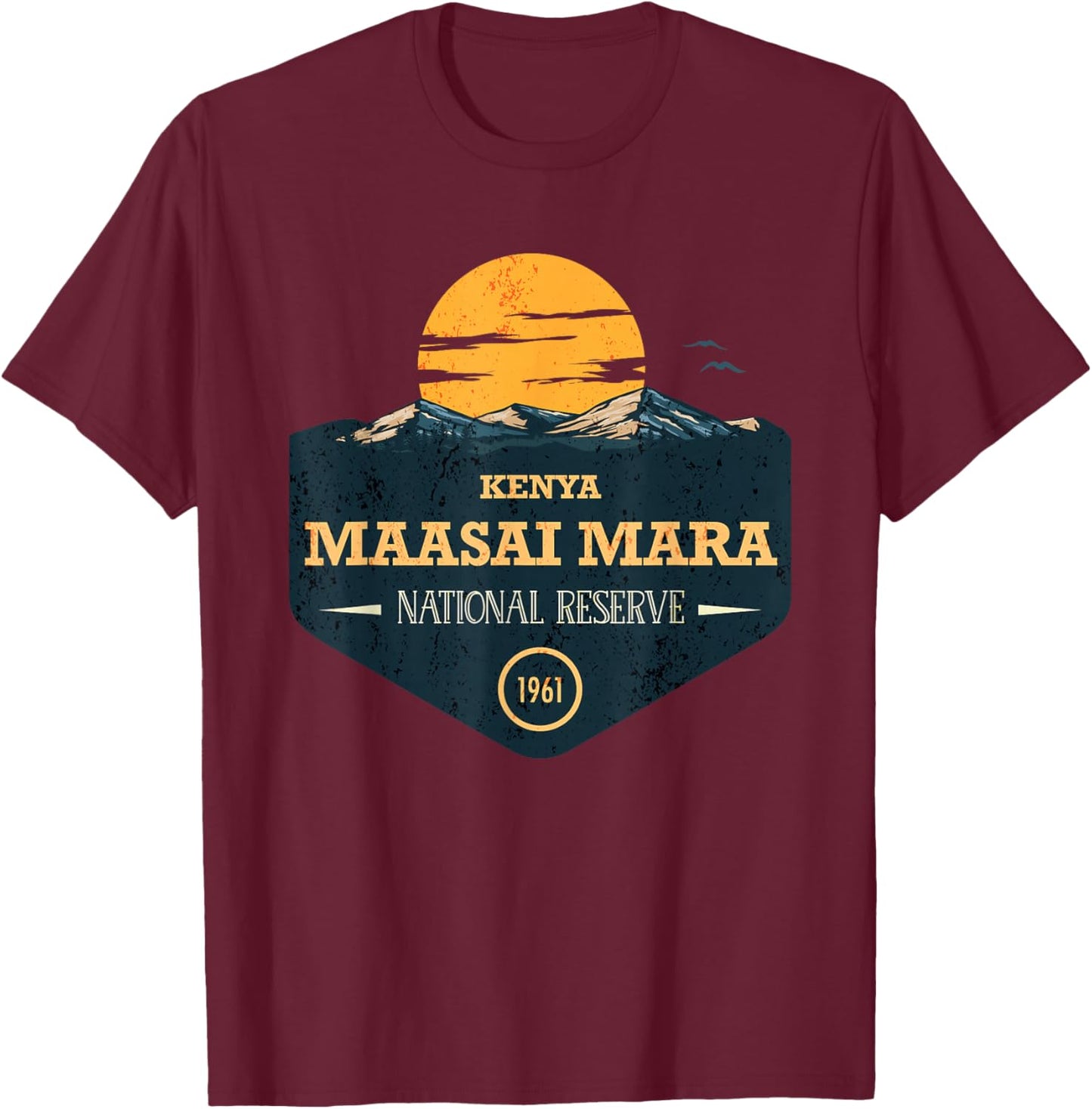 Maasai Mara Kenya National Reserve T-Shirt - T-Shirt | Maroon