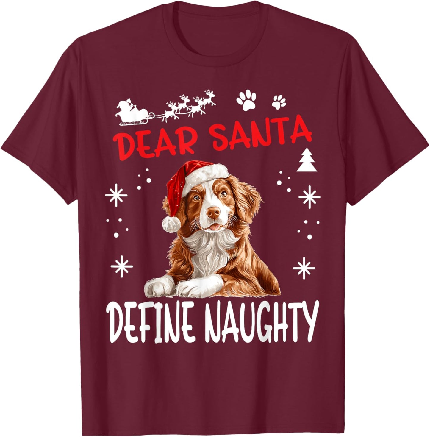 Cute Nova Scotia Duck Tolling Retriever Dog Christmas Dear T-Shirt - T-Shirt | Maroon