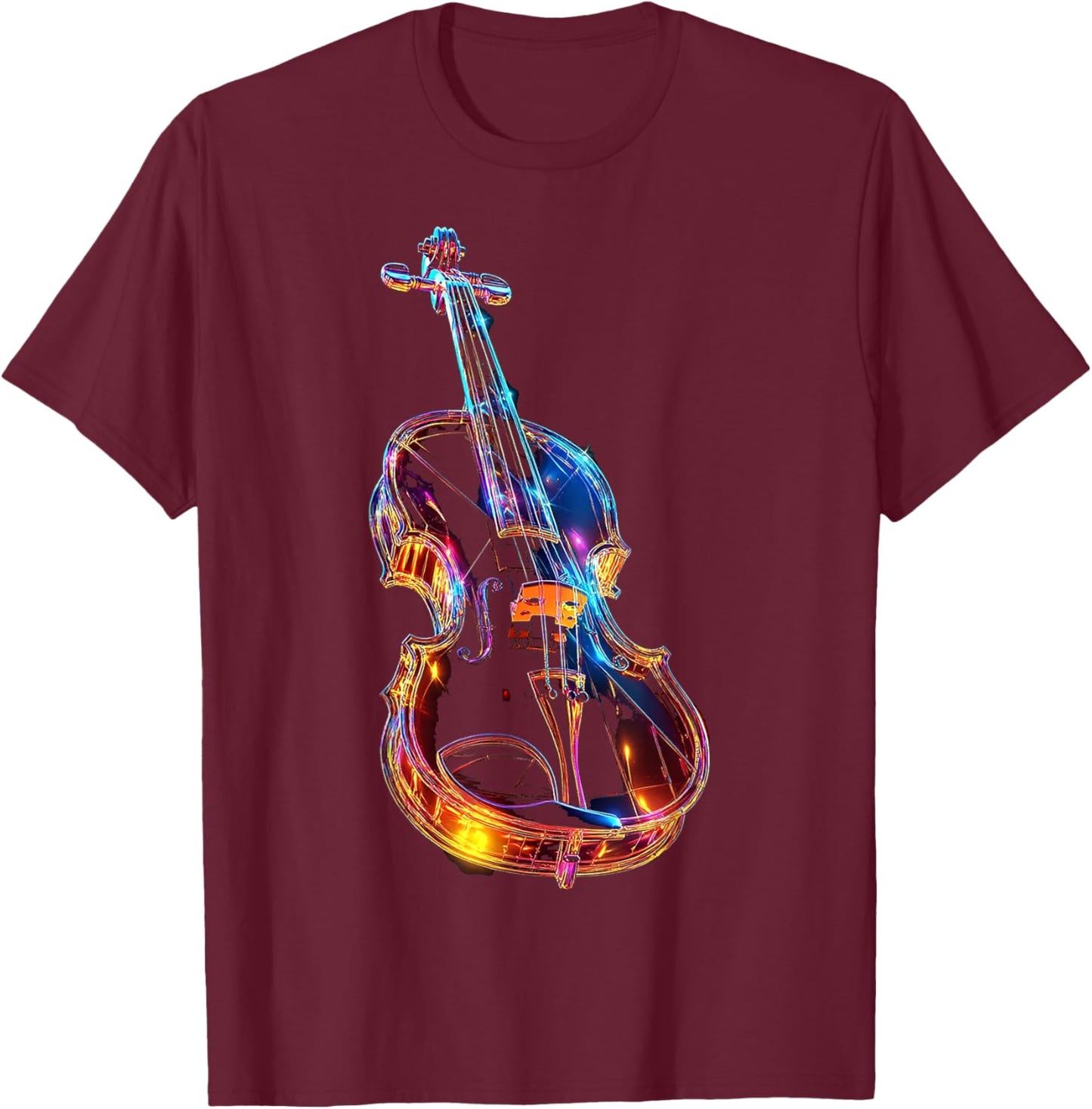 Violin Music Instrument Motif Artwork Violin T-Shirt - T-Shirt | Maroon